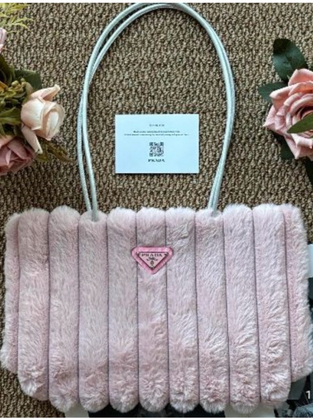 NWT Prada Light Baby Pink Faux Mink Fur Bag / Purse